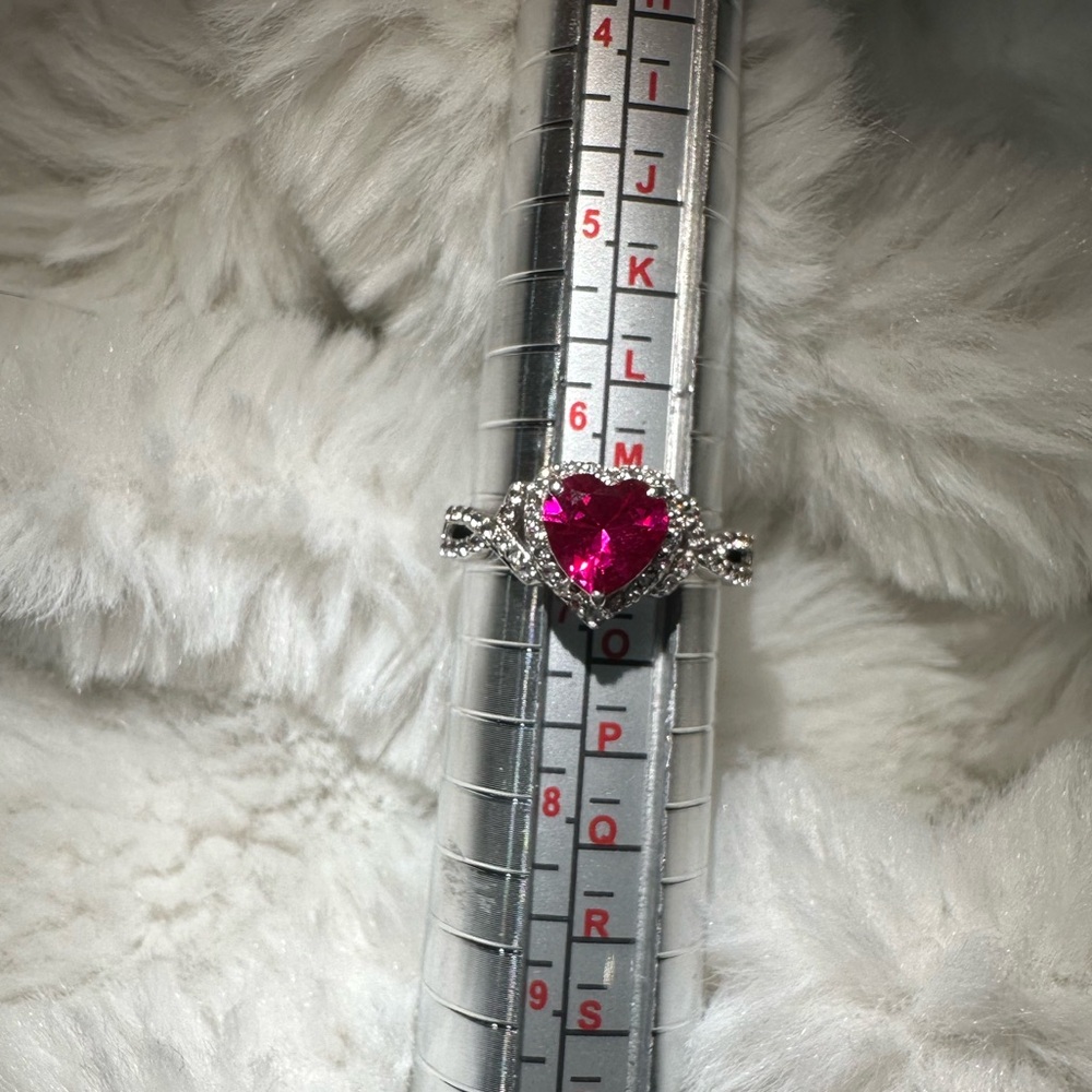 Neil Lane Rhodolite Garnet & Diamond Ring 1/2 Cut Round Cut 14k White Gold - Picture 6 of 7